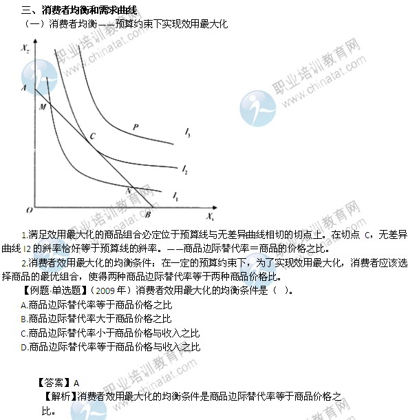 2014年中級(jí)經(jīng)濟(jì)師考試經(jīng)濟(jì)基礎(chǔ)知識(shí)精講：消費(fèi)者均衡和需求曲線