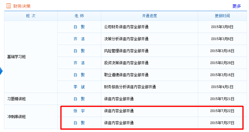 CMA《財(cái)務(wù)決策》沖刺串講班課程已經(jīng)全部開通