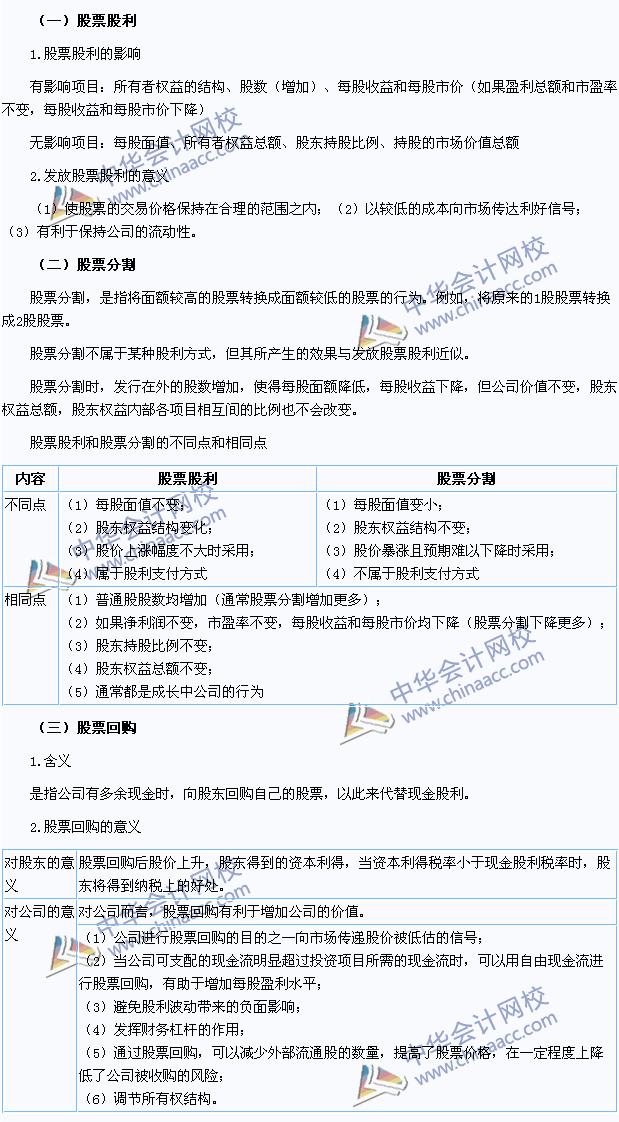 2015注會財管高頻考點：股票股利、股票分割與股票回購