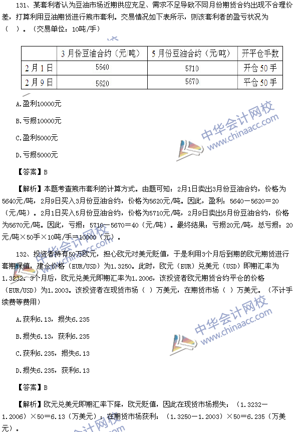 期貨從業(yè)資格考試《期貨基礎知識》樣卷綜合題