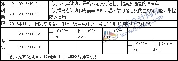 2016年稅務(wù)師考試沖刺階段學(xué)習(xí)計(jì)劃表