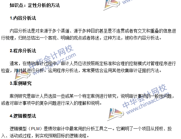 《審計(jì)理論與實(shí)務(wù)》高頻考點(diǎn)：定性分析的方法