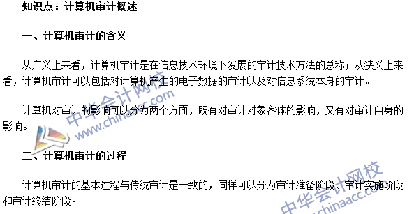 《審計理論與實務》高頻考點：計算機審計概述