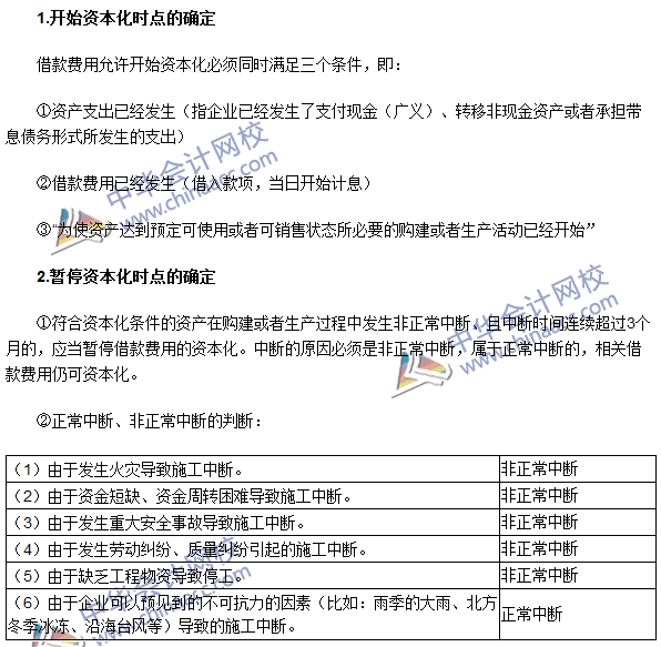 注會(huì)會(huì)計(jì)高頻考點(diǎn)：借款費(fèi)用開始、暫停及停止資本化時(shí)點(diǎn)的確定