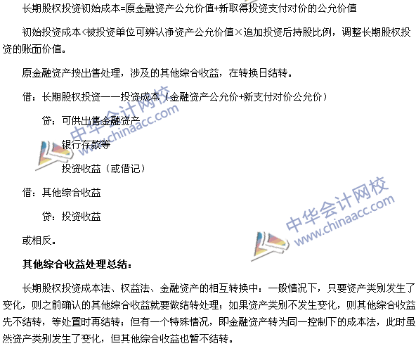 中級會計職稱《中級會計實務》長期股權投資轉(zhuǎn)換的會計分錄處理