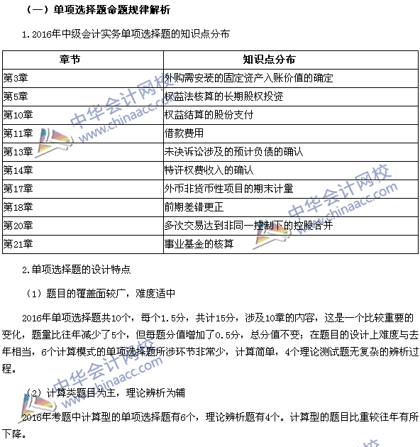 2017年中級(jí)會(huì)計(jì)職稱《中級(jí)會(huì)計(jì)實(shí)務(wù)》題型設(shè)計(jì)特點(diǎn)和命題規(guī)律