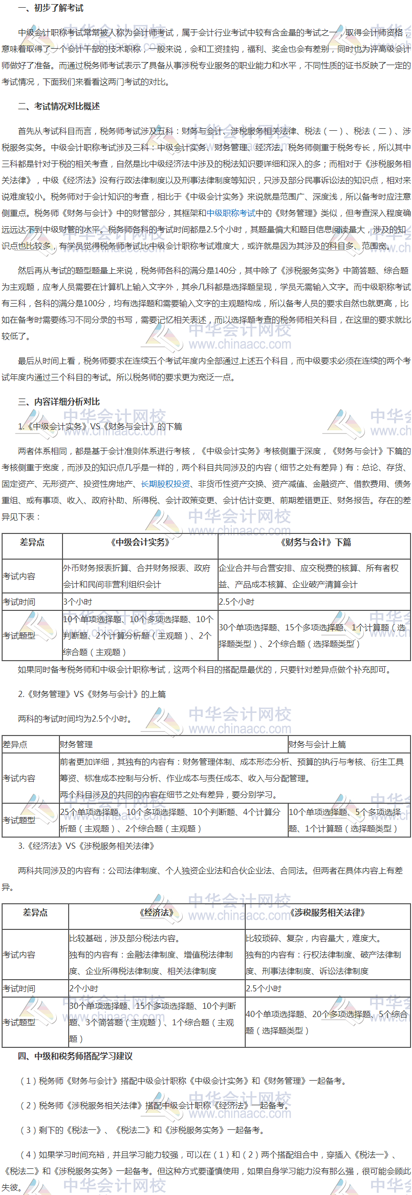 稅務師考試與中級會計職稱考試的區(qū)別和聯(lián)系，如何搭配學習