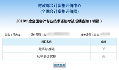 初級職稱優(yōu)秀學(xué)員何忠連成績單