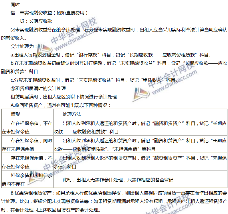 出租人的會(huì)計(jì)處理