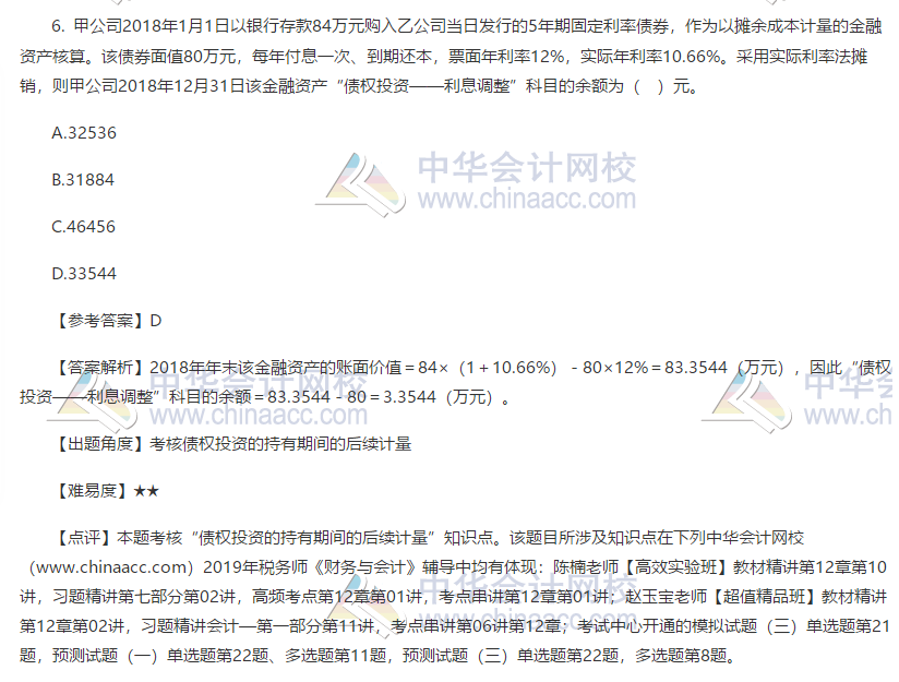 2019年稅務(wù)師財(cái)務(wù)與會(huì)計(jì)試題答案