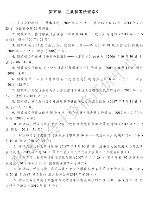 《初級會計實務》各章主要參考法規(guī)索引