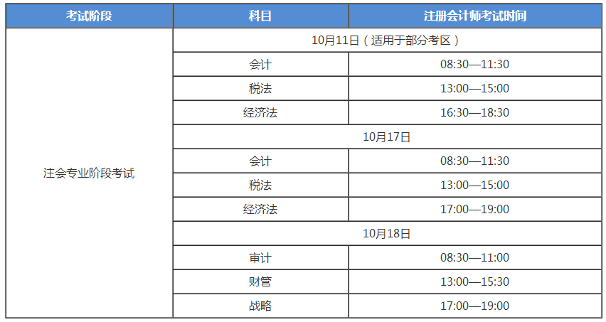 2020年注冊會計師什么時候考試？