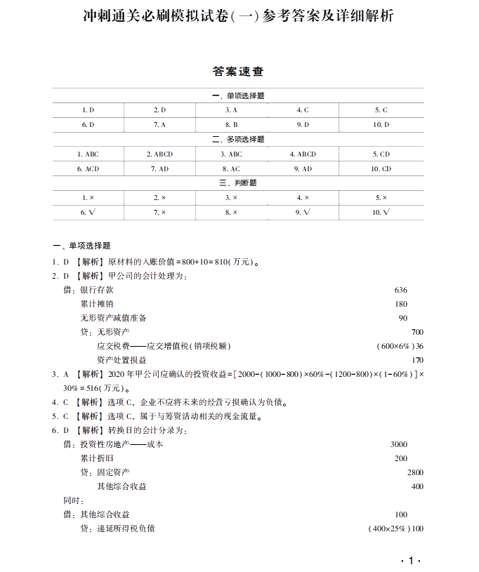 【試讀】驚！中級(jí)會(huì)計(jì)實(shí)務(wù)沖刺直達(dá)必刷8套模擬試卷公開(kāi)！