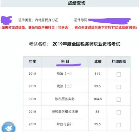 稅務(wù)師成績查詢