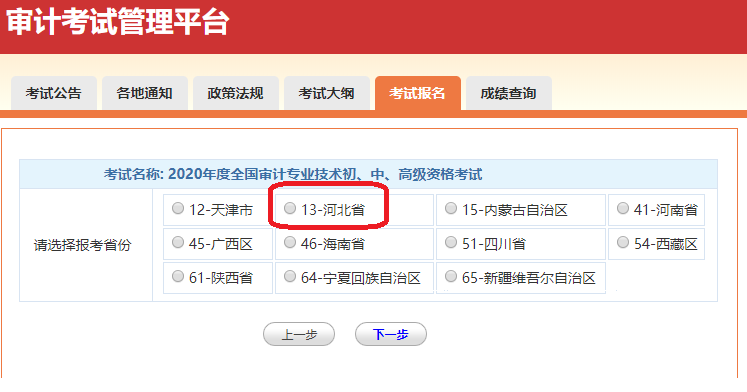 河北省2020年審計(jì)師考試報(bào)名流程圖