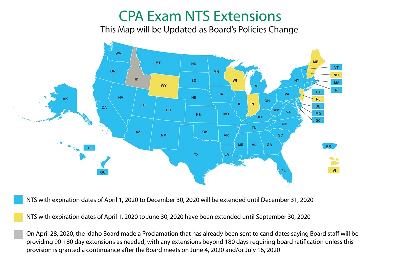 2020年AICPA考試準(zhǔn)考證NTS有效期延期更新！