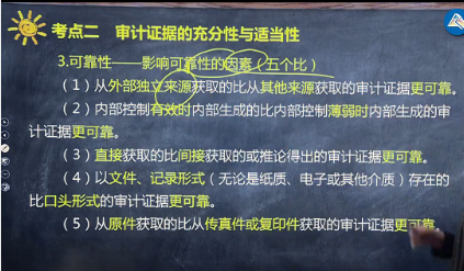 重磅！注會《審計》荊晶老師：影響可靠性的因素（五個比）微課來了