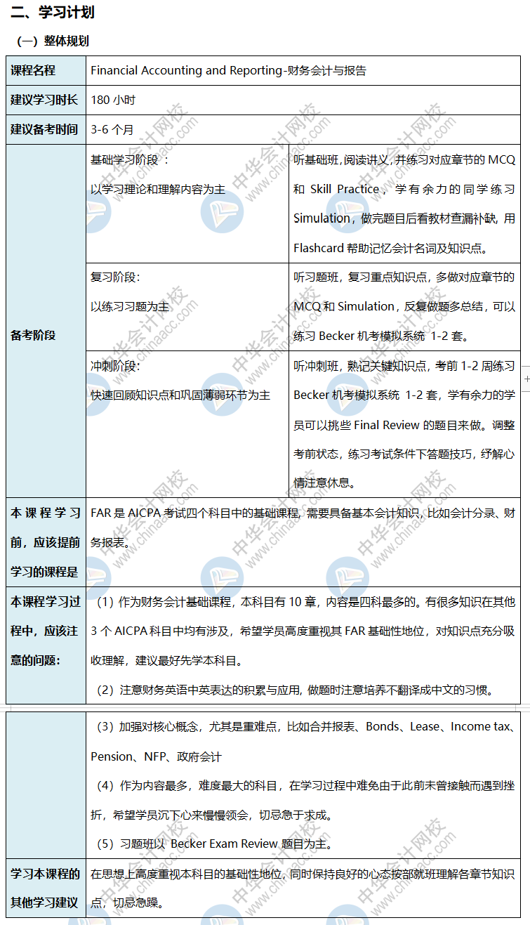 美國注冊會計師《財務(wù)會計與報告》超實用的三輪學(xué)習(xí)計劃表！