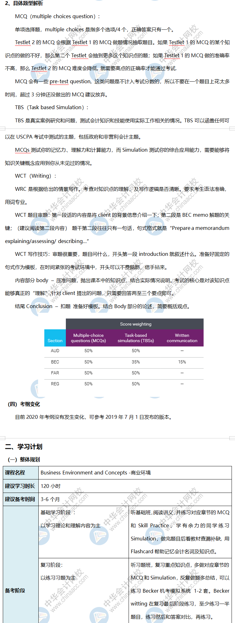 就差你沒(méi)看了！2020美國(guó)注會(huì)《商業(yè)環(huán)境BEC》學(xué)習(xí)計(jì)劃表到！