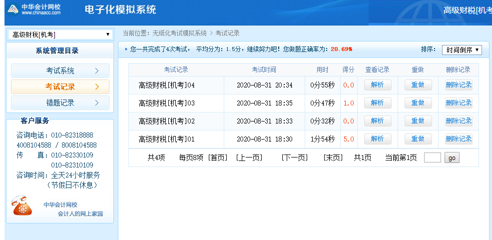 高級(jí)經(jīng)濟(jì)師財(cái)政稅收考試記錄