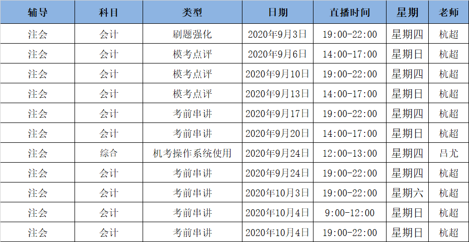 2020注會《會計》C位奪冠課表來了！