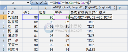 Excel中常見邏輯函數(shù) IF函數(shù)與AND函數(shù)的使用