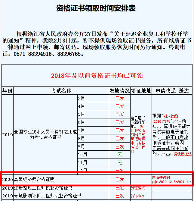 浙江2020高級經(jīng)濟(jì)師合格證明領(lǐng)取