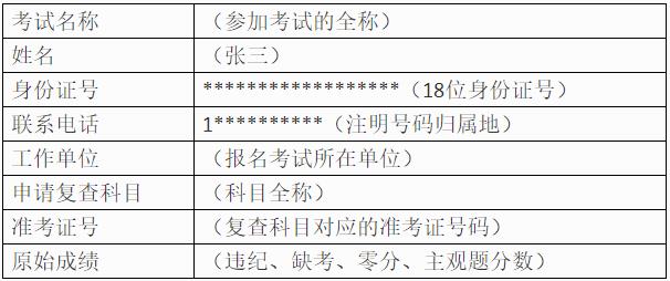 河南專業(yè)技術資格考試成績復查申請表