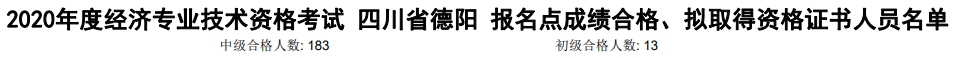 德陽2020年初中級經(jīng)濟(jì)師考試合格人數(shù)