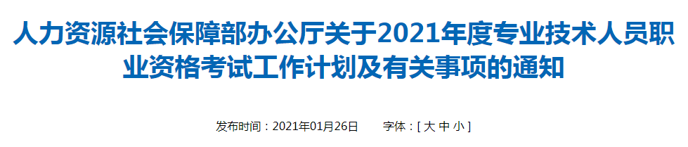 關(guān)于2021年專業(yè)技術(shù)人員職業(yè)資格考試工作計(jì)劃及有關(guān)事項(xiàng)的通知