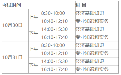 中級經(jīng)濟師考試時間