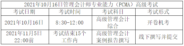 高級管理會計考試科目及形式