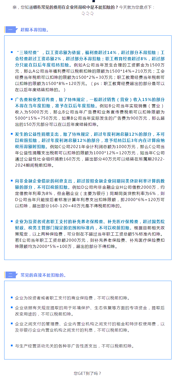 提醒！企業(yè)所得稅的這些費(fèi)用扣除不得！