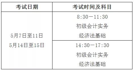 初級(jí)會(huì)計(jì)考試時(shí)間