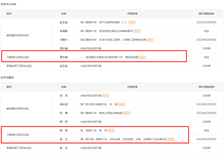 所有考生請注意！初級會計習(xí)題強化階段課程已更新！