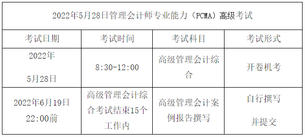 PCMA高級(jí)考試安排