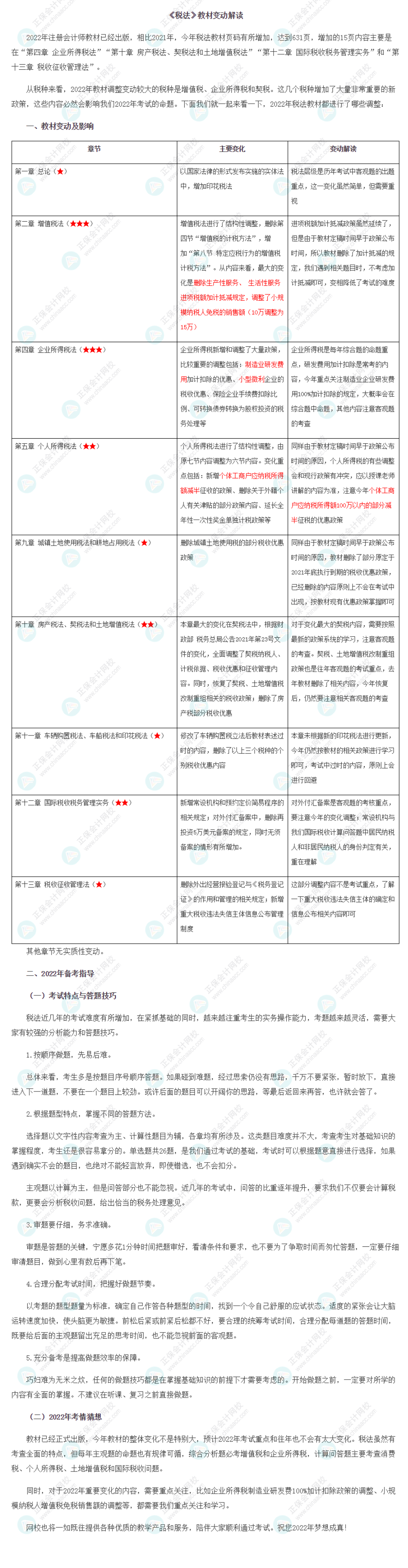 【解讀】2022年注冊(cè)會(huì)計(jì)師《稅法》教材變動(dòng)解讀>