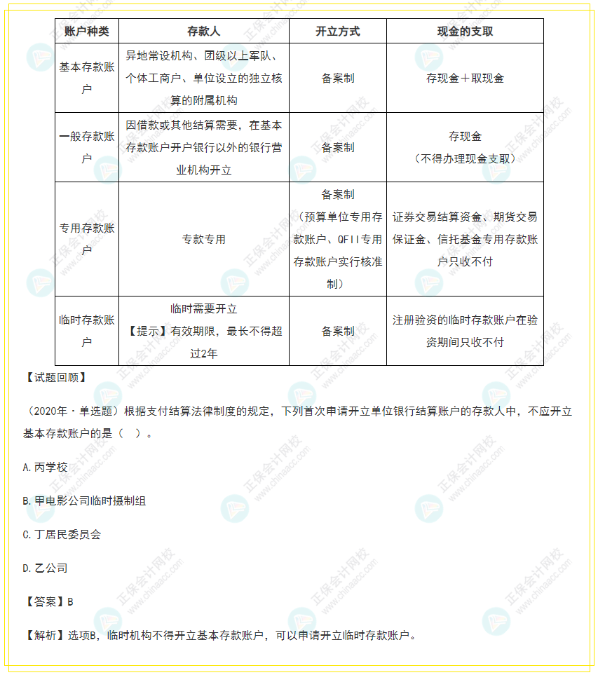 2022年初級會計《經(jīng)濟法基礎》高頻考點：銀行結算賬戶的使用