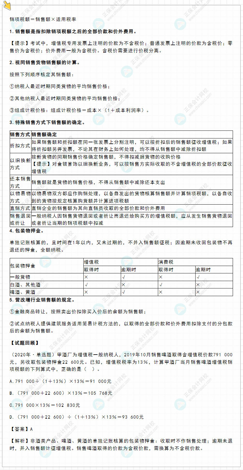 2022年初級會計《經(jīng)濟(jì)法基礎(chǔ)》高頻考點：增值稅應(yīng)納稅額計算之銷項稅額