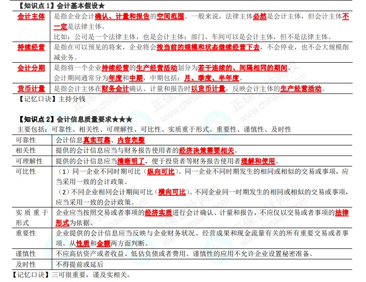 注會會計-速記口訣