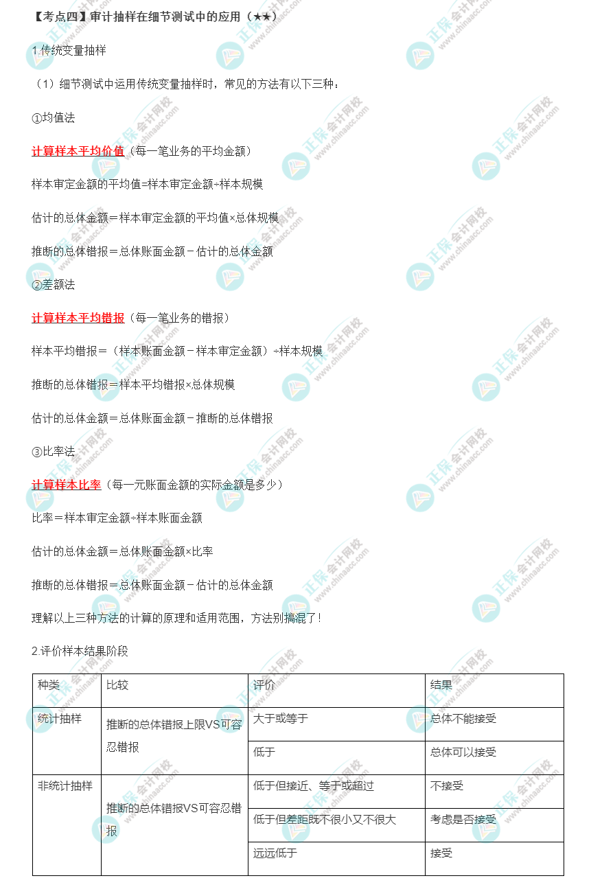 2022年注會《審計(jì)》第四章高頻考點(diǎn)4：審計(jì)抽樣在細(xì)節(jié)測試中的應(yīng)用