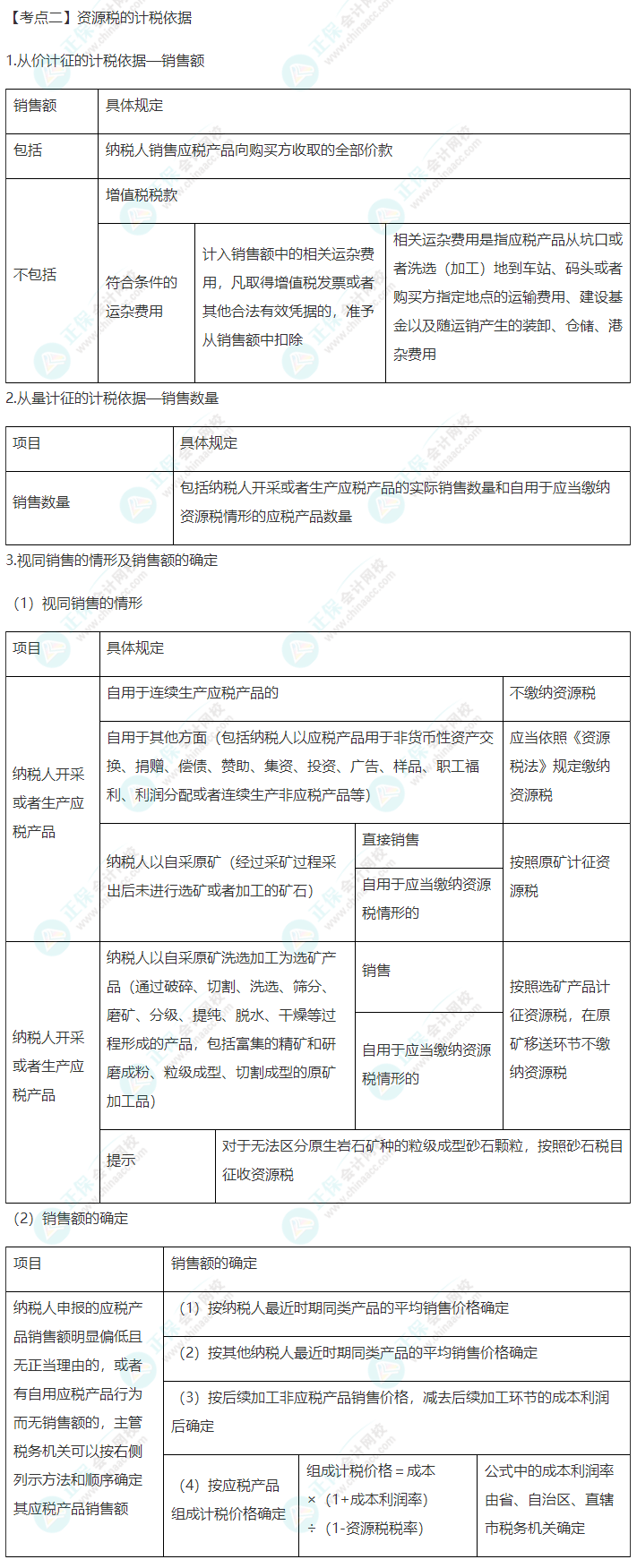 2022年注會《稅法》第八章高頻考點2：資源稅的計稅依據(jù)