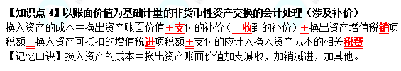 【速記口訣4】《中級會計實務》以賬面價值為基礎計量的非貨幣性資產交換的會計處理（涉及補價）