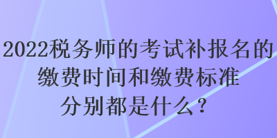 2022稅務(wù)師的考試補(bǔ)報(bào)名的繳費(fèi)時(shí)間和繳費(fèi)標(biāo)準(zhǔn)分別都是什么？