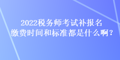 2022稅務(wù)師考試補(bǔ)報名繳費時間和標(biāo)準(zhǔn)都是什么?。? suffix=