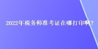 2022年稅務(wù)師準(zhǔn)考證在哪打印??？