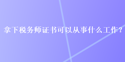 拿下稅務(wù)師證書可以從事什么工作？