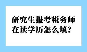 研究生報(bào)考稅務(wù)師 在讀學(xué)歷怎么填？