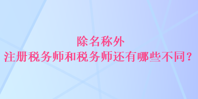 除名稱外 注冊(cè)稅務(wù)師和稅務(wù)師還有哪些不同？