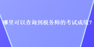 哪里可以查詢到稅務(wù)師的考試成績？